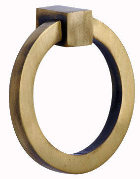 3 Inch Mission Style Solid Brass Drawer Ring Pull (Antique Brass)