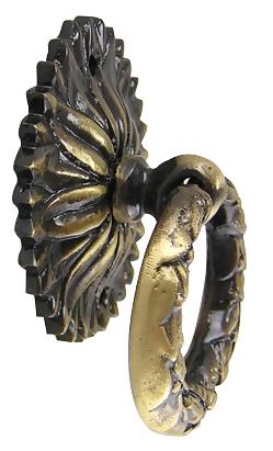 2 Inch Solid Brass Radiant Leaves Drawer Ring Pull (Antique Brass)