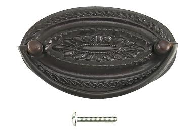 4 Inch Solid Brass Oval Drop Style Pull (Oil Rubbed Bronze Finish)