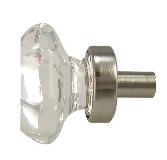 1 Inch Crystal Octagon Old Town Cabinet Knob (Brushed Nickel Base)