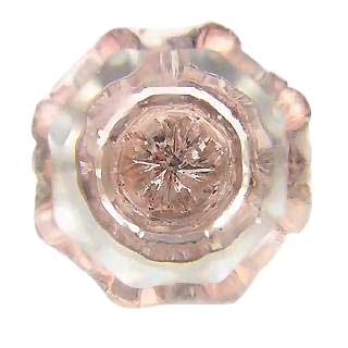 1 3/8 Inch Depression Pink Glass Octagon Old Town Cabinet Knob (Chrome Base)