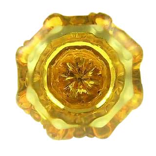 1 3/8 Inch Warm Amber Crystal Octagon Old Town Cabinet Knob (Chrome Base)