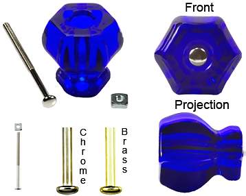 1 1/2 Inch Cobalt Blue Glass Knobs