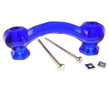 4 1/4 Inch Overall (3 Inch c-c) Cobalt Blue Glass Cabinet Handles