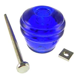1 1/8 Inch Art Deco Cobalt Blue Barrel Shape Glass Knobs