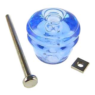 1 1/8 Inch Art Deco Light Blue Barrel Shape Glass Knobs