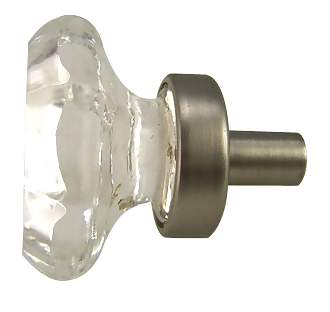 1 Inch Old Town Crystal Cabinet Knob (Antique Nickel Base)