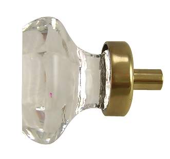 1 1/4 Inch Old Town Crystal Cabinet Knob (Antique Brass Base)