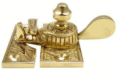 Oriental Pattern Solid Brass Sash Lock (Lacquered Brass Finish)