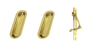 Oval Style Single Pocket Passage Style Door Set (Polished Brass Finish)
