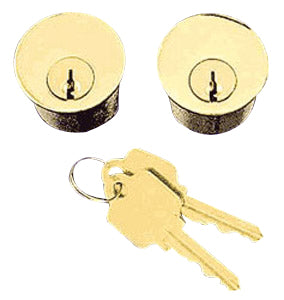 Pair Solid Brass 1 1/2 Inch Lock Cylinder (Polished Brass Finish)