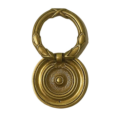 2 3/4 Inch Solid Brass Ribbon & Reed Drawer Ring Pull (Antique Brass)