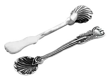 Salt Spoons - Royal Shell Pattern Ornate Sterling Salt Spoon