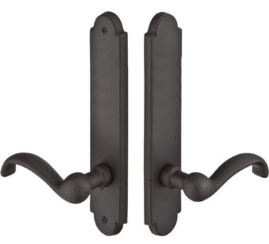 Solid Brass Arched Style Dummy Pair Multi Point Lock Trim (Flat Black Bronze Finish)