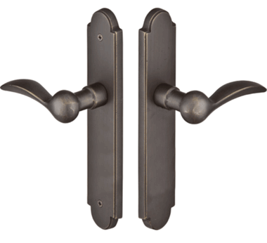 Solid Brass Arched Style Dummy Pair Multi Point Lock Trim (Medium Bronze Finish)