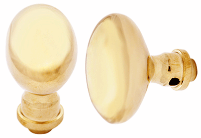 Solid Brass Egg Door Knobs Spare Set with Spindle (Polished Brass)
