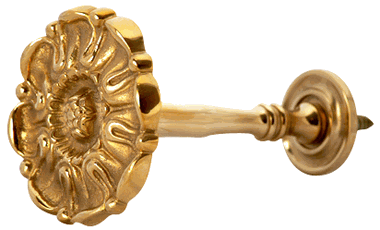 Solid Brass Floral Style Curtain Tie Back (Polished Brass Finish)