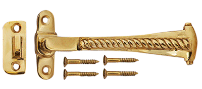 Solid Brass Georgian Roped Universal Style Casement Window Latch (Lacquered Brass Finish)