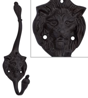 Traditional Solid Brass Lion Head Coat Hook (Oil Rubbed Bronze Finish)