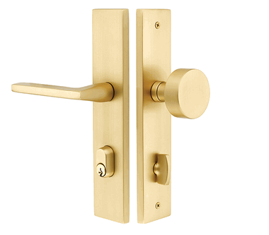 Solid Brass Modern Rectangular Style Stretto Passage Entryway Set (Polished Brass Finish)