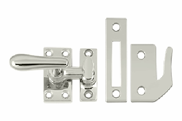 2 1/16 Inch Solid Brass Window Lock Casement Fastener (Polished Nickel Finish)