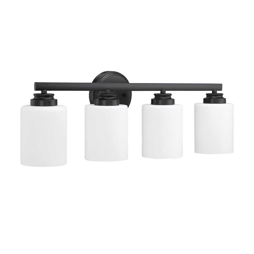 Bolden 4 Light Vanity in Flat Black (White Glass) CRAFTMADE