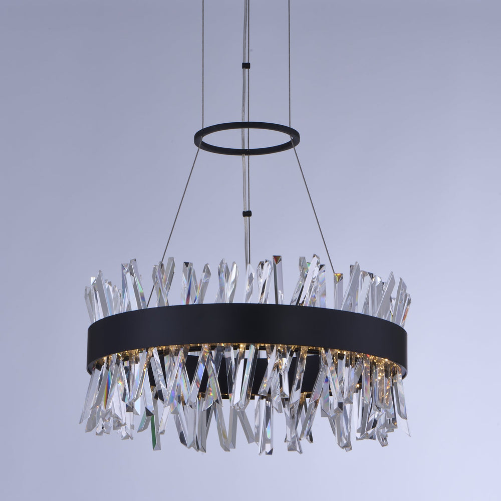 Allegri Glacier 20 Inch LED Round Pendant Matte Black