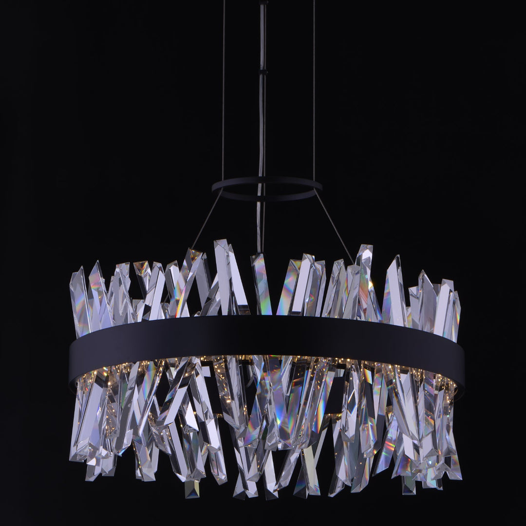 Allegri Glacier 25 in LED Round Pendant Matte Black