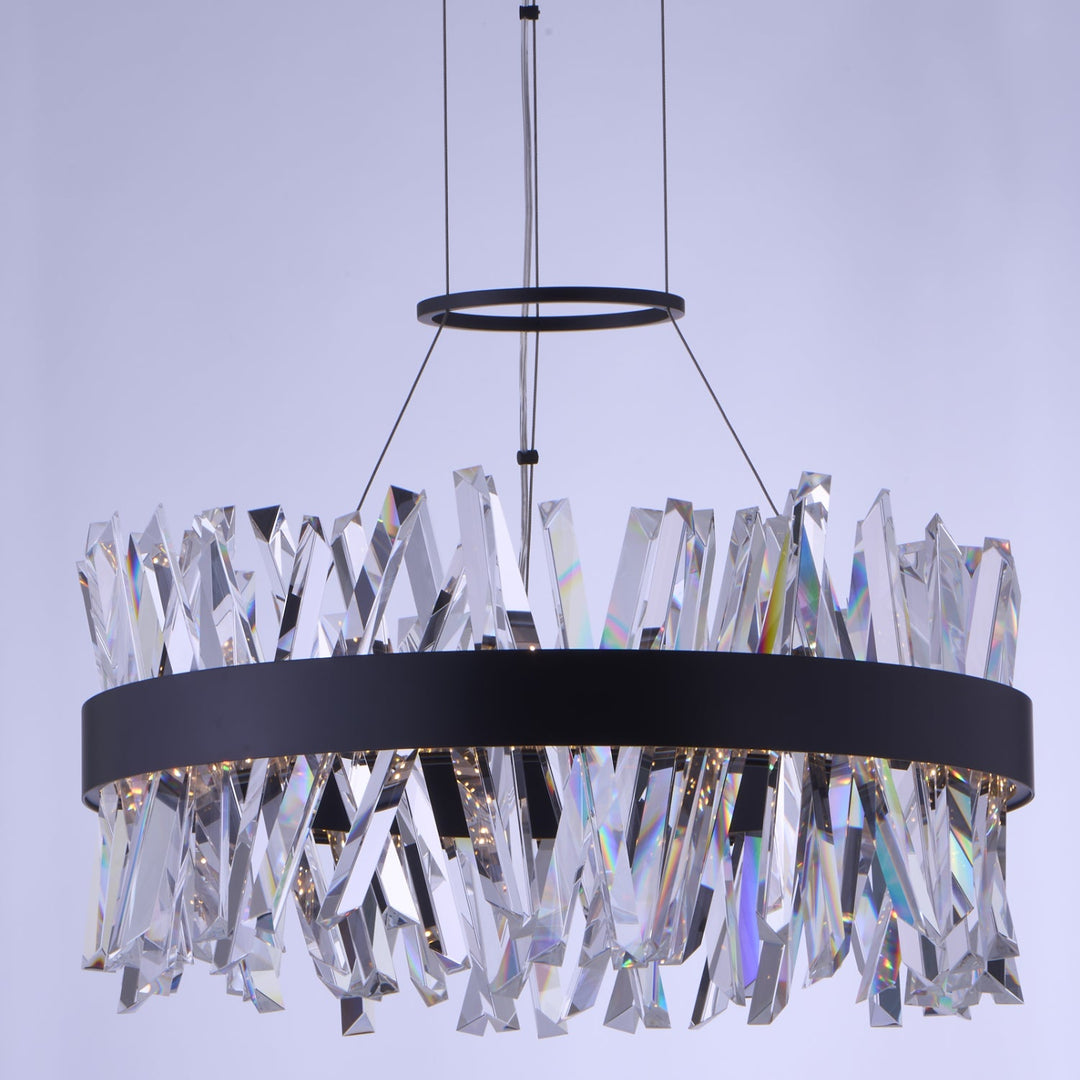 Allegri Glacier 25 in LED Round Pendant Matte Black