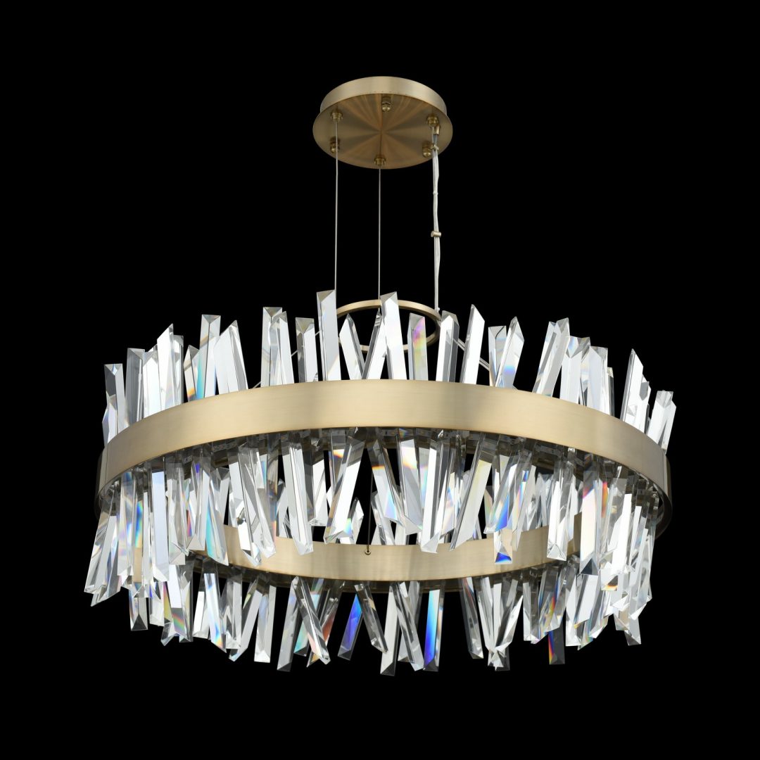 Allegri Glacier 32 Inch Round LED Pendant Brushed Champagne Gold