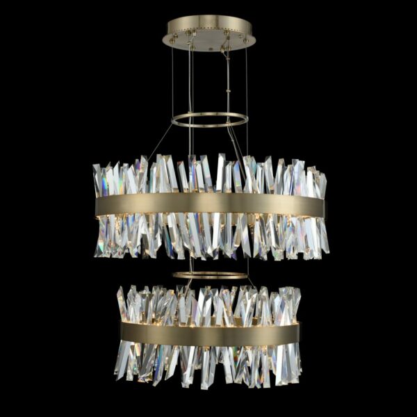 Allegri Glacier 25 + 32 Inch 2 Tier LED Round Pendant Brushed Champagne Gold