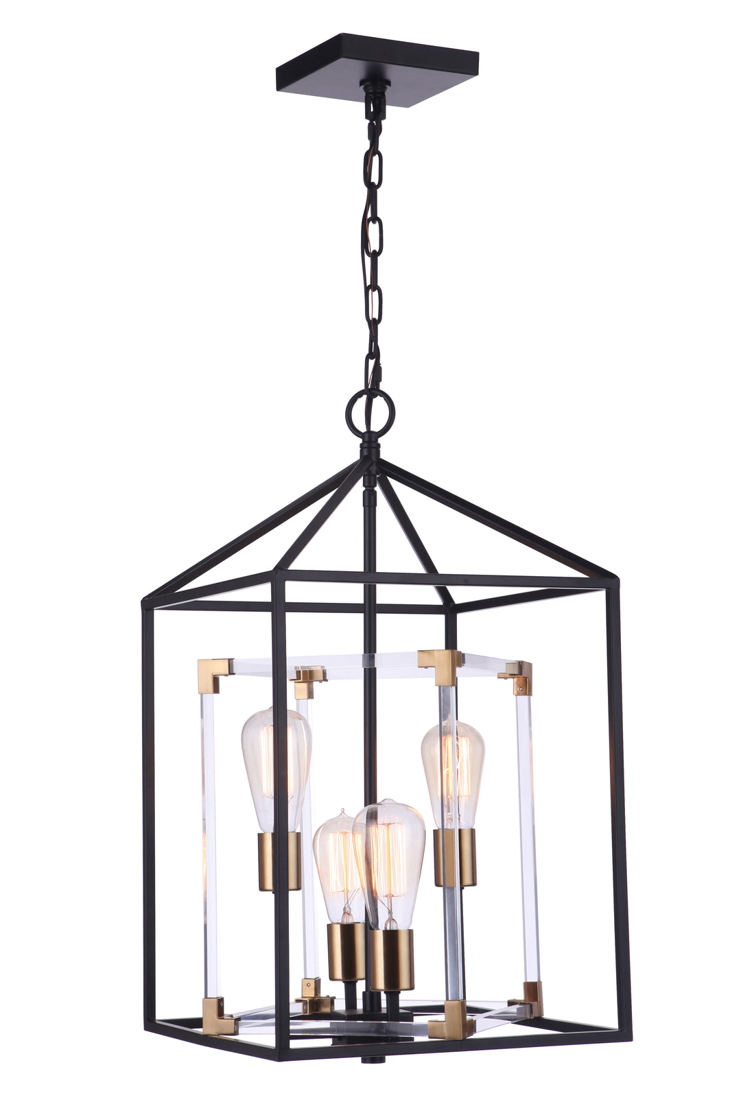 Aaron 4 Light Acrylic Pendant in Flat Black/Satin Brass CRAFTMADE