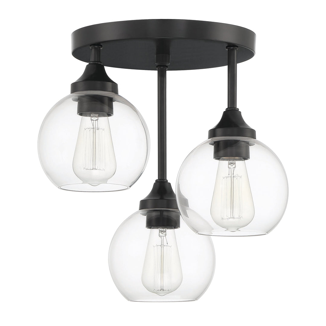 Glenda 3 Light Semi Flush in Flat Black CRAFTMADE