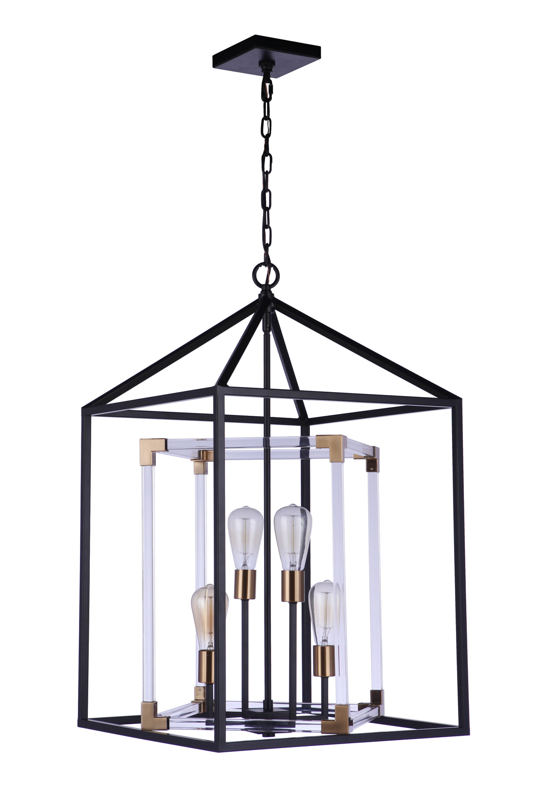 Aaron 4 Light Pendant in Flat Black/Satin Brass CRAFTMADE