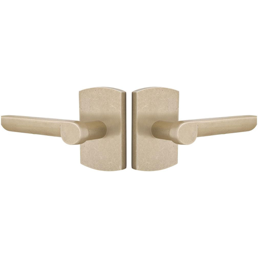 EMTEK Solid Brass Sandcast Aurora Lever With Rounded Rectangular Rosette