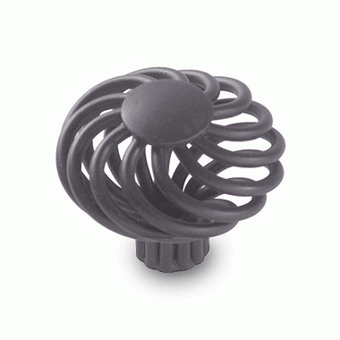 COPPER MOUNTAIN HARDWARE 1 1/2" Flat Scroll Black Finish Metal Cabinet Knob