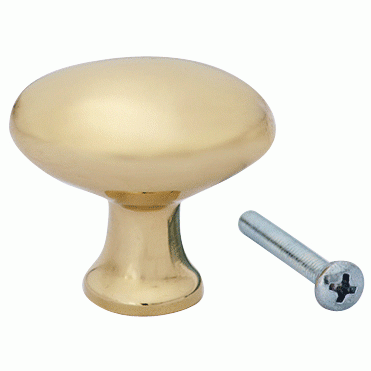 COPPER MOUNTAIN HARDWARE 1 1/2 Inch Heavy Traditional Solid Brass Egg Cabinet Knob (Lacquered Brass Finish)