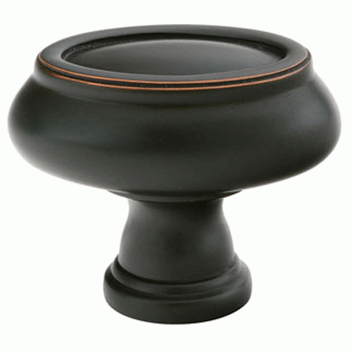 EMTEK 1 1/2 Inch Solid Brass Geometric Oval Cabinet Knob (Oil Rubbed Bronze Finish)