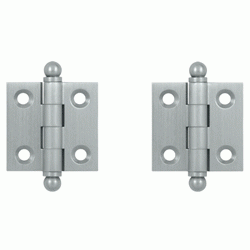 DELTANA 1 1/2 Inch x 1 1/2 Inch Solid Brass Cabinet Hinges (Brushed Chrome Finish)