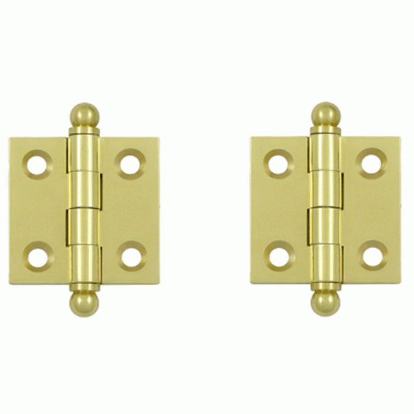 DELTANA 1 1/2 Inch x 1 1/2 Inch Solid Brass Cabinet Hinges (Polished Brass)