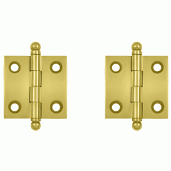 DELTANA 1 1/2 Inch x 1 1/2 Inch Solid Brass Cabinet Hinges (Polished Brass Finish)