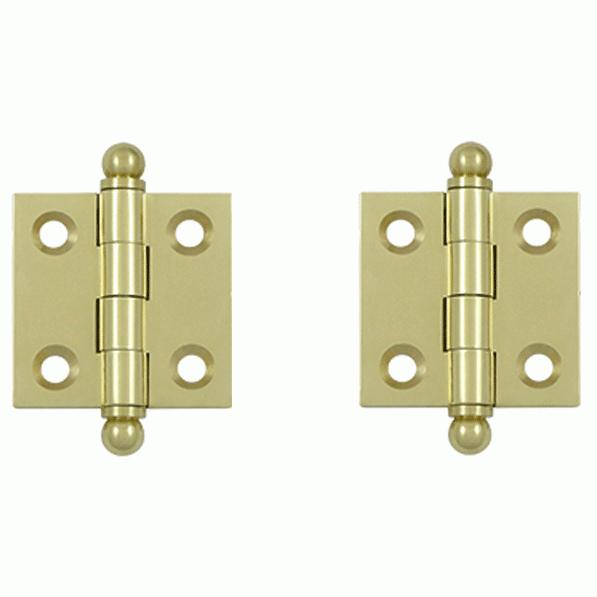 DELTANA 1 1/2 Inch x 1 1/2 Inch Solid Brass Cabinet Hinges (Unlacquered Brass Finish)