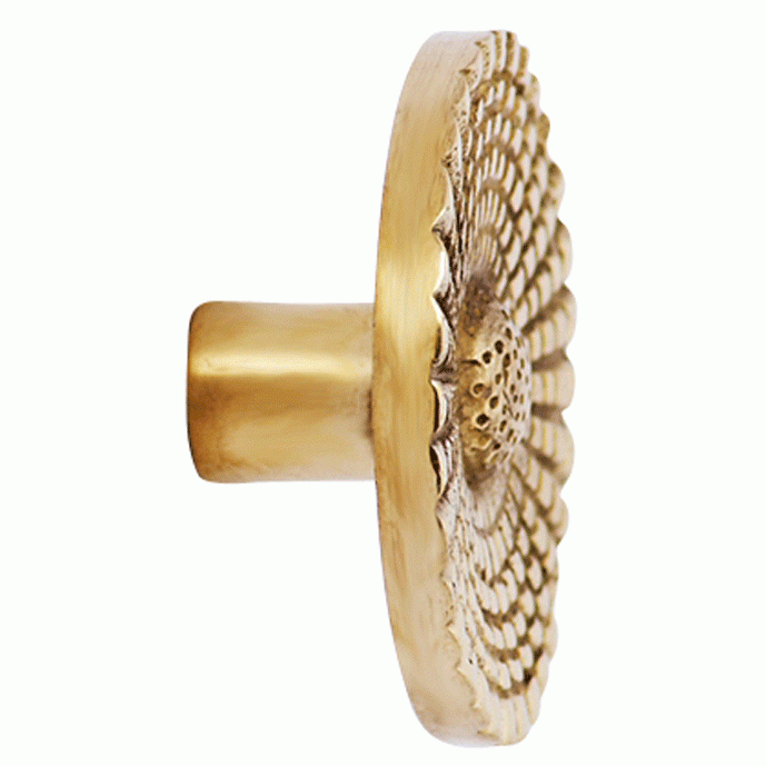 COPPER MOUNTAIN HARDWARE 1 1/2 Solid Brass Art Deco Style Round Knob (Lacquered Brass Finish)