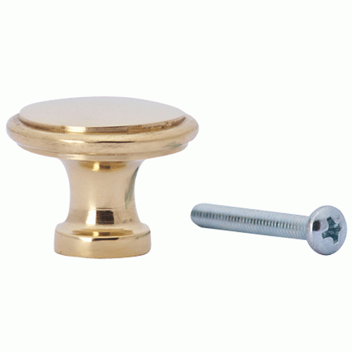 COPPER MOUNTAIN HARDWARE 1 1/4 Inch Brass Flat Top Cabinet Knob (Lacquered Brass Finish)