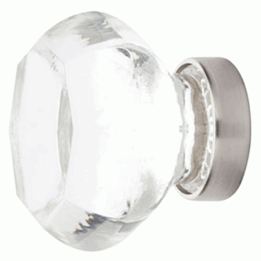 EMTEK 1 1/4 Inch Old Town Clear Cabinet Knob (Brushed Nickel Finish)