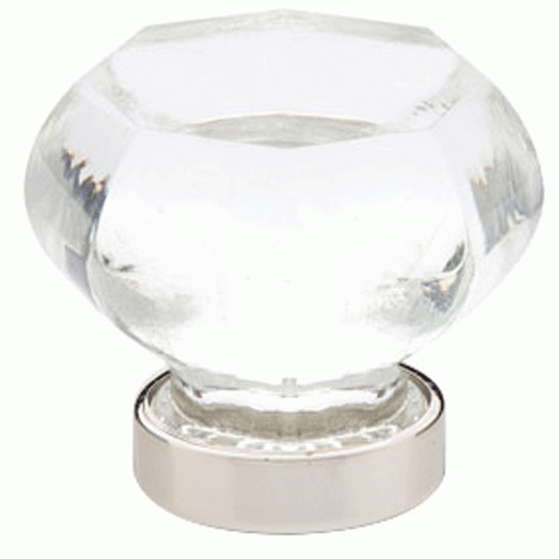 EMTEK 1 1/4 Inch Old Town Clear Cabinet Knob (Polished Nickel Finish)