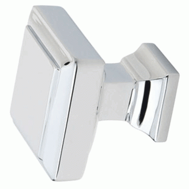 EMTEK 1 1/4 Inch Solid Brass Geometric Square Knob (Polished Chrome Finish)