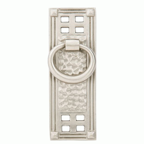 EMTEK Emtek Arts & Crafts 1 1/4 Inch Solid Brass Hammered Vertical Ring Pull (Brushed Nickel Finish)