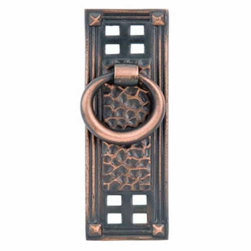 EMTEK Emtek Arts & Crafts 1 1/4 Inch Solid Brass Hammered Vertical Ring Pull (Oil Rubbed Bronze Finish)