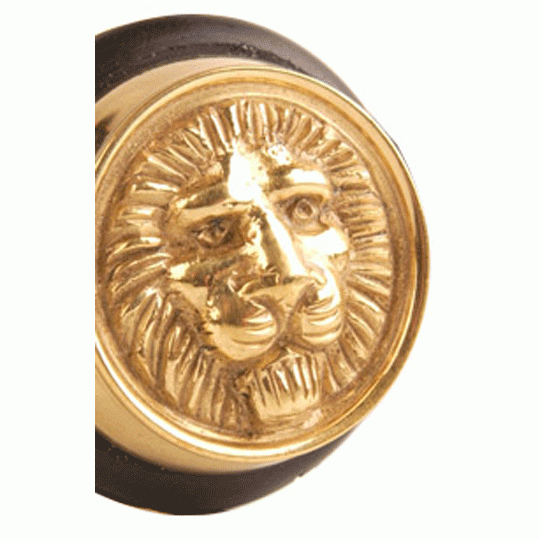 Lion Head 1 1/4 Inch Solid Brass Floor Mount Door Stop (Polished Brass Finish) COPPER MOUNTAIN HARDWARE